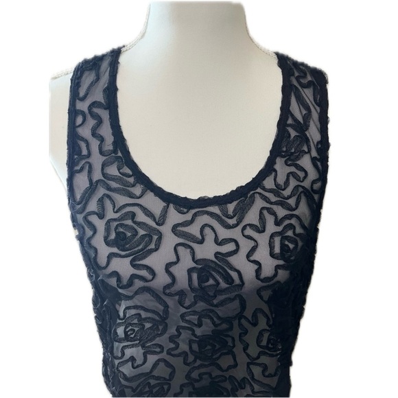 Free People Black ‘Rosette’ Mesh Sheer Tank - Picture 2 of 6